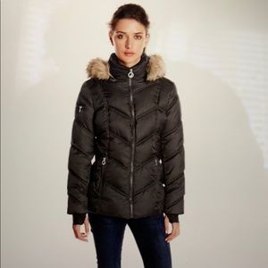 Nautica Women’s Puffer Coat with Fur Hood Sz M